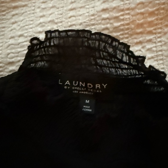 [M] Laundry By Shelli Segal Black Ruffled Long Sleeve Blouse - Picture 1 of 6